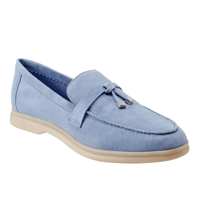 Women Yanelli Casual Loafer Light Blue Suede Marc Fisher Loafers and Flats