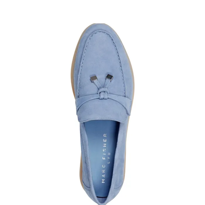 Women Yanelli Casual Loafer Light Blue Suede Marc Fisher Loafers and Flats