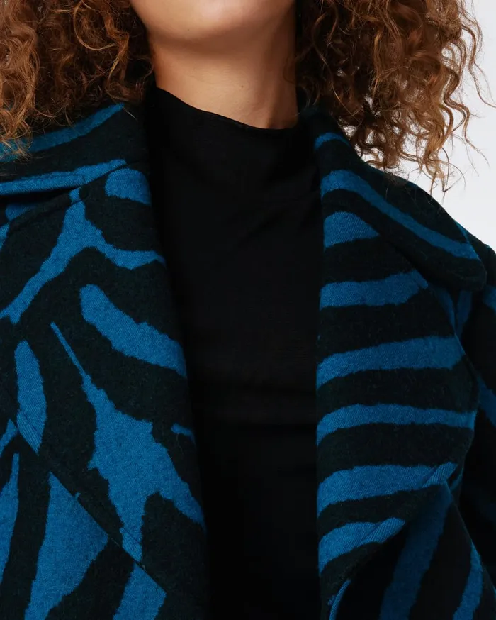 Women Yilia Jacquard Coat Huge Zebra Indian Green DVF Jackets and Coats