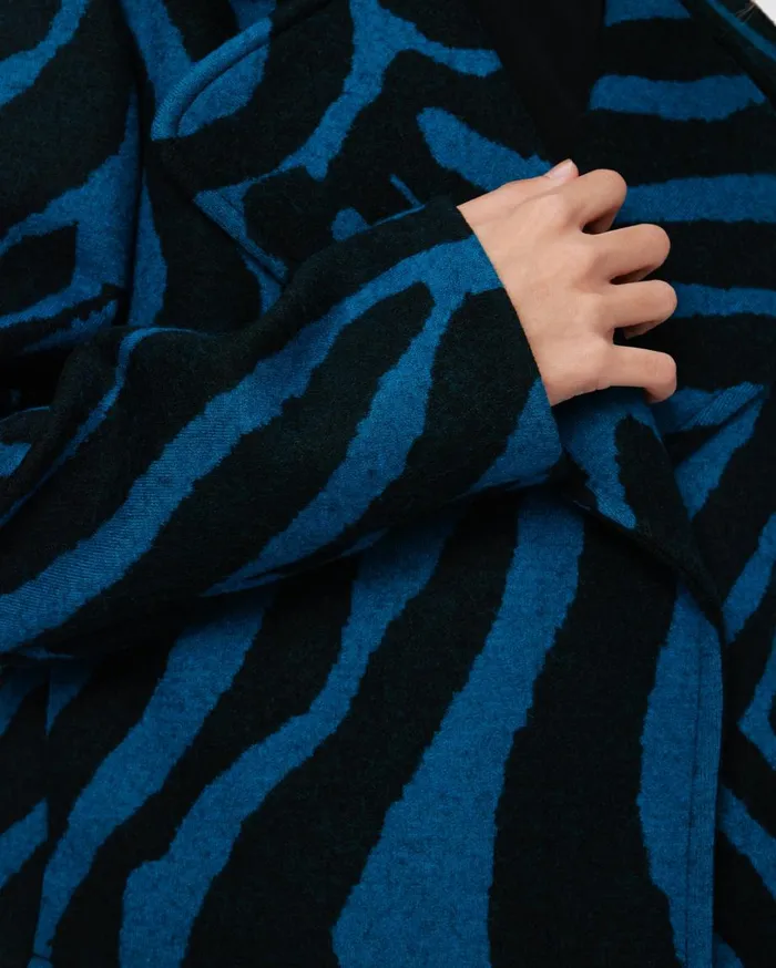 Women Yilia Jacquard Coat Huge Zebra Indian Green DVF Jackets and Coats