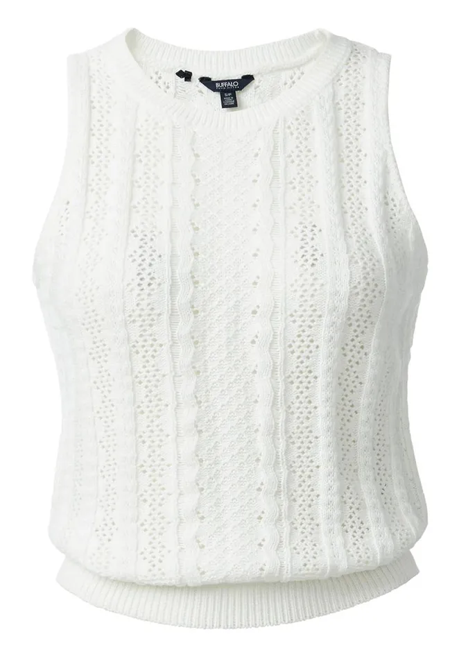 Women Ynez Cream Womens Sweater Tank Top Cream Buffalo David Bitton Tops and Tees