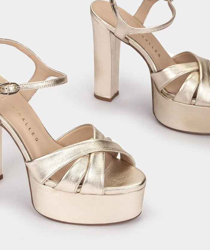 Women Zarautz Metallic 8211 Heeled Sandals Pedro Miralles