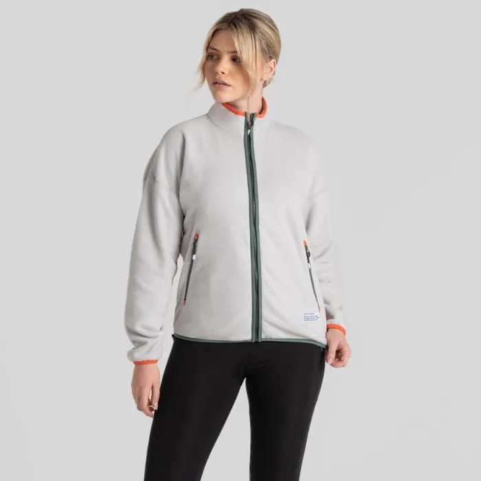 Womens Full Zip Fleece Craghoppers CO2 Renu Full Zip Fleece Light Grey Marl