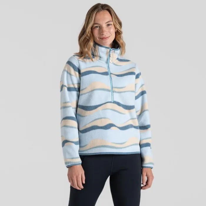 Womens Half Zip Fleece Craghoppers Althea Half Zip Fleece Sky Blue Print