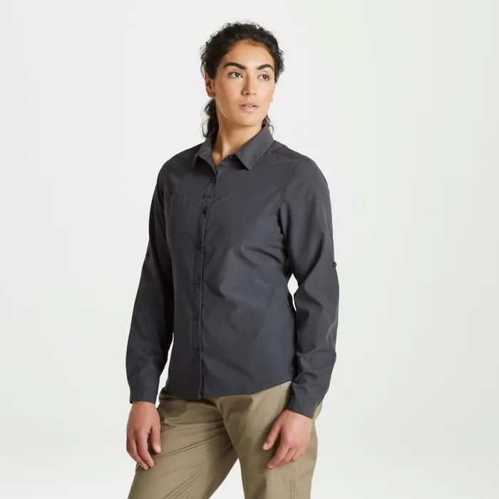 Womens Long Sleeve Craghoppers Expert Kiwi Long Sleeved Shirt Carbon Grey