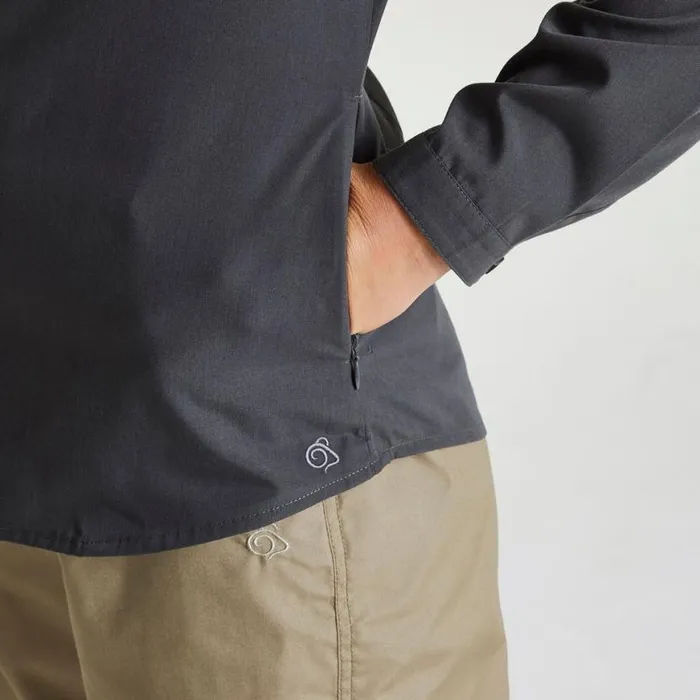 Womens Long Sleeve Craghoppers Expert Kiwi Long Sleeved Shirt Carbon Grey Womens Long Sleeve Craghoppers Expert Kiwi Long Sleeved Shirt Carbon Grey