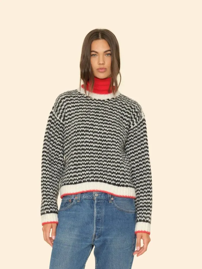 Xirena Black Creme Mabel Sweater Women Sweaters and Jackets