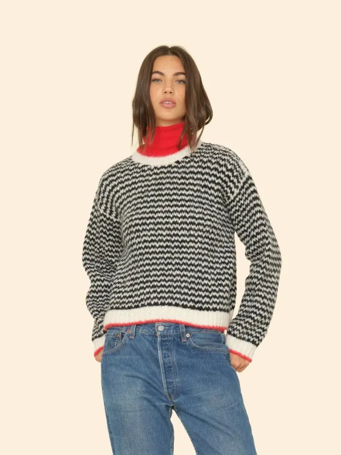 Xirena Black Creme Mabel Sweater Women Sweaters and Jackets