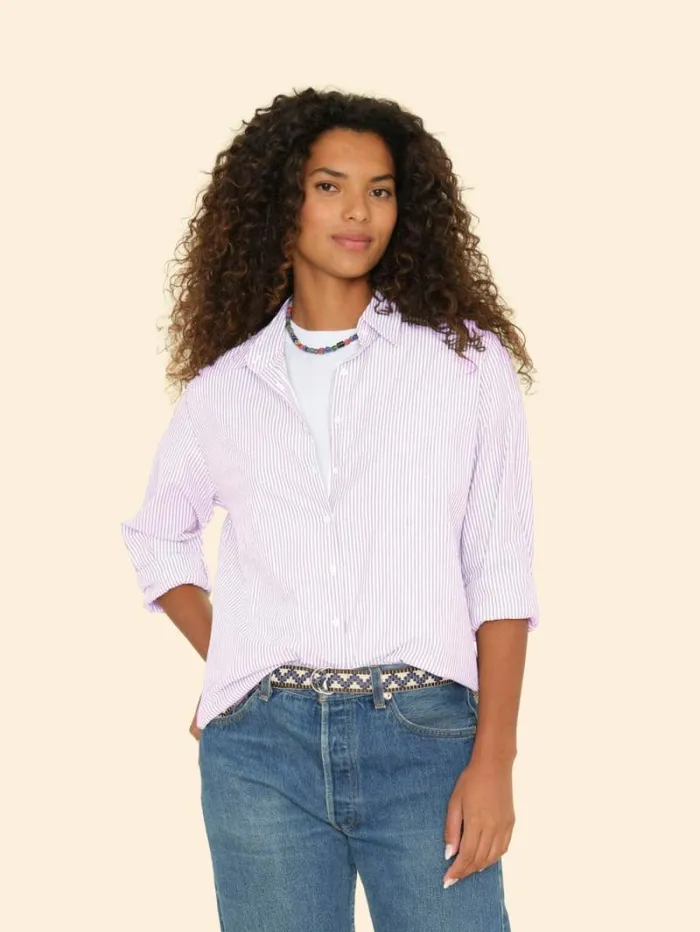 Xirena Violet White Beau Shirt Women Shirts