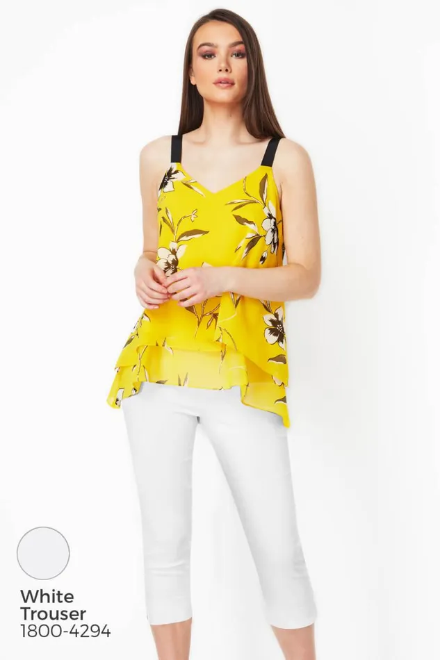 Yellow Double Layer Floral Vest Top Women Roman Tops