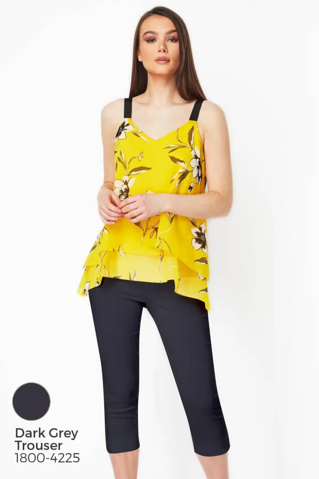 Yellow Double Layer Floral Vest Top Women Roman Tops