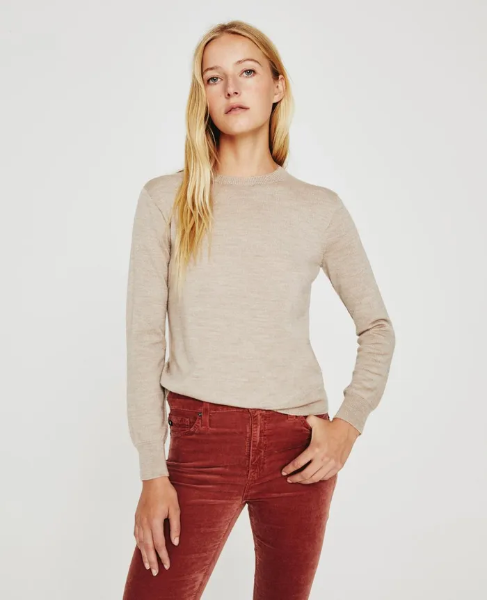 Zuri Crew Oatmilk Women AG Jeans Tops and Shirts